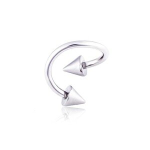 Ocelový piercing do obočí twist s hroty - Rozměr: 1,2 mm x 8 mm x 3x3 mm