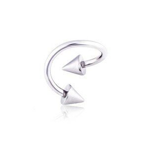 Ocelový piercing do obočí twist s hroty - Rozměr: 1,6 mm x 10 mm x 4x4 mm