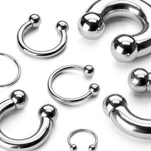 Piercing z chirurgické oceli - lesklá podkova s kuličkami basic, různé velikosti - Rozměr: 1,6 mm x 12,7 mm x 5 mm