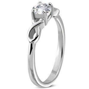 Zásnubní prsten se zirkonem a dvojitou ocelovou stužkou - Velikost: 57