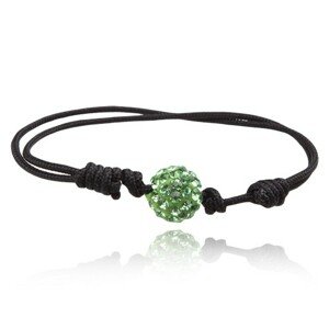 Shamballa náramek, zelená zirkonová kulička na šňůrce