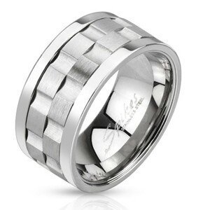 Ocelový prsten - dvě matné otáčející se obruče se žlábky - Velikost: 60