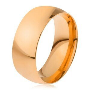Prsten z oceli 316L zlaté barvy, lesklý hladký povrch, 8 mm - Velikost: 69