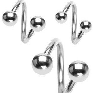 Piercing do obočí z oceli 316L, spirála s kuličkami - Rozměr: 8 mm x 3 mm