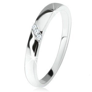Prsten ze stříbra 925, diagonální pás čirých zirkonů - Velikost: 46