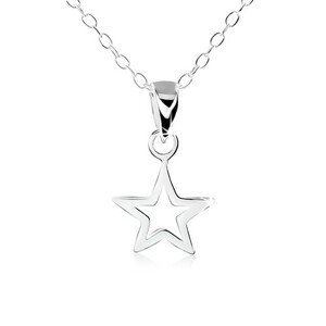 Stříbrný náhrdelník 925, obrys ploché pěticípé hvězdičky