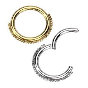 Piercing z chirurgické oceli - kroužek s kuličkovým vlascem, 8 mm - Barva: Zlatá