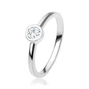 Zásnubní prsten se třpytivým kulatým zirkonem čiré barvy, stříbro 925 - Velikost: 51