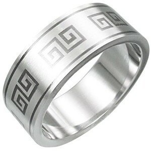 Prsten z chirurgické oceli - řecký motiv - Velikost: 57