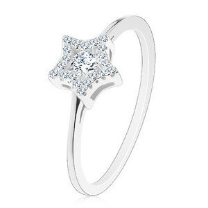 Zásnubní prsten ze stříbra 925, zářivá hvězdička, kulatý zirkon uprostřed - Velikost: 60