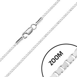 Řetízek ze stříbra 925 - lesklé hranaté články, karabinka, 1,7 mm