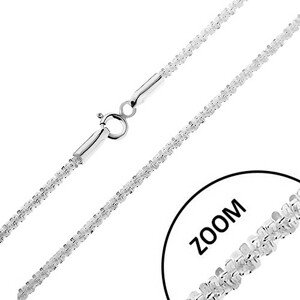 Blýskavý stříbrný 925 řetízek - hustě pospojovaná očka do spirály, šířka 2 mm, délka 460 mm