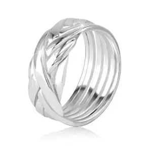 Puzzle prsten z 952 stříbra - šest propletených ramen - Velikost: 60