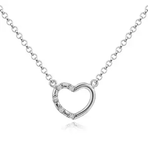 Stříbrný 925 náhrdelník - srdce s průhlednými zirkony, kulatá očka