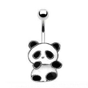 Piercing do pupíku - panda s bílou a černou glazurou