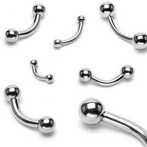 Piercing do obočí z chirurgické oceli se dvěma kuličkami, 1,2 mm - Rozměr: 1,2 mm x 8 mm x 5 mm