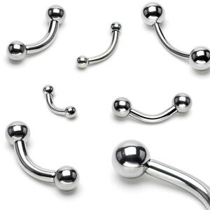 Piercing do obočí z chirurgické oceli se dvěma kuličkami, 1,2 mm - Rozměr: 1,2 mm x 10 mm x 5 mm