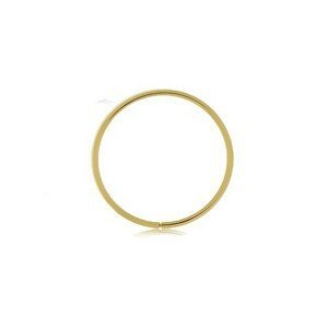 Zlatý 375 piercing - tenký lesklý kroužek, hladký povrch, žluté zlato - Tloušťka x průměr: 0,6 mm x 10 mm