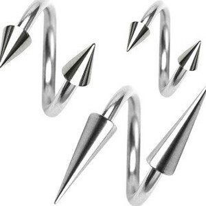 Piercing z chirurgické oceli, spirálka s hrotem, 1,6 mm - Rozměr: 11 mm x 4x12 mm