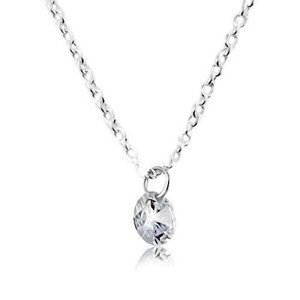 Stříbrný 925 náhrdelník, řetízek z oválných článků, zářivý čirý zirkon