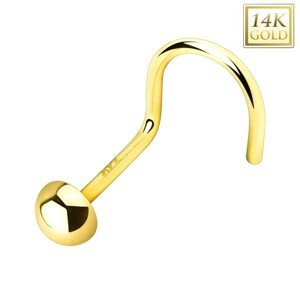 Piercing do nosu ze žlutého 14K zlata - lesklá hladká polokoule