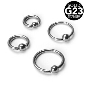 Titanový piercing - kroužek s kuličkou, tloušťka 1,2 mm - Tloušťka x průměr x velikost kuličky: 1,2 mm x 11 mm x 3 mm