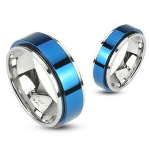 Prsten z oceli otáčivý - modrý - Velikost: 51