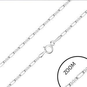 Rhodiovaný řetízek v bílém zlatě 585 - tři oválné a jeden podlouhlý článek, 600 mm