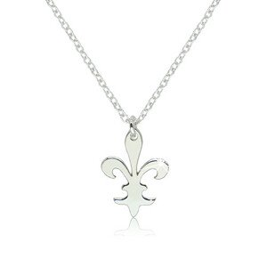 Lesklý stříbrný náhrdelník 925 - ozdobně vyřezávaný symbol "Fleur de Lis"