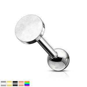 Piercing do tragu z oceli - lesklý plochý kroužek - Barva piercing: Stříbrná