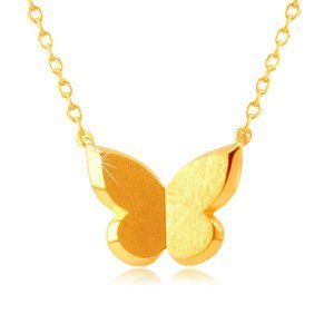 Náhrdelník ve žlutém zlatě 585 - motýlek se saténovým povrchem