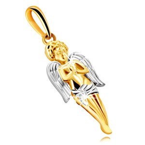 Přívěsek z kombinovaného 585 zlata - modlící se anděl s křídly
