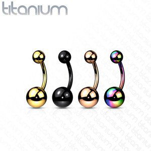 Titanový piercing do pupíku - jednoduché kuličky, různé barvy, PVD - Barva: Černá