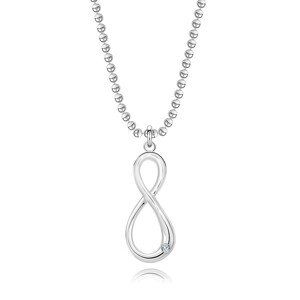 Stříbrný náhrdelník 925 - diamant, armádní řetízek, symbol Infinity