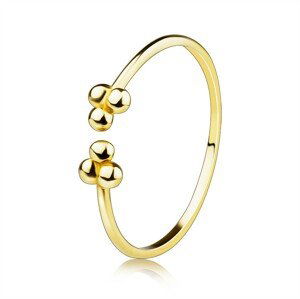 Nastavitelný prsten ze žlutého 9K zlata - hladké kuličky, tenká ramena