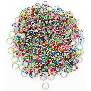 Piercing z oceli s barevnými kuličkami - Barva piercing: Neonová - Zelená
