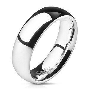 Ocelový prsten - stříbrný, hladký, lesklý, 6 mm - Velikost: 57