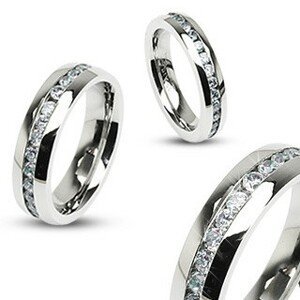 Ocelový prsten - symbol večnosti, zirkony - Velikost: 59