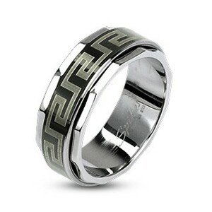 Prsten z oceli s otáčivým středem v řeckém stylu - Velikost: 71