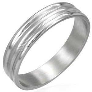 Prsten z chirurgické oceli 2 širší pásky - Velikost: 61