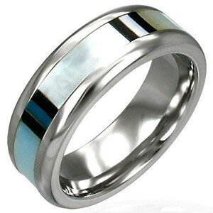 Snubní prsten z chirurgické oceli s perletí  - Velikost: 65