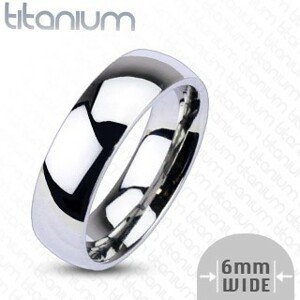 Titanový prsten stříbrné barvy - zrcadlově lesklý povrch, 6 mm - Velikost: 55