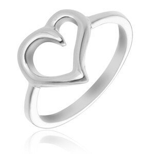 Prsten ze stříbra 925 - obrys nepravidelného srdce - Velikost: 52