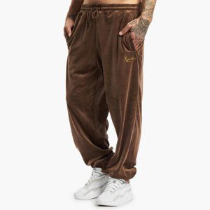 Velúrové tepláky Karl Kani Small Signature Velvet Pants Brown