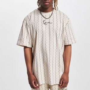 Tričko Karl Kani Small Signature Ziczac Pinstripe Tee off white/black