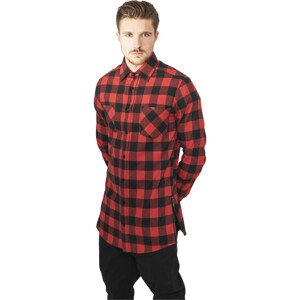 Urban Classics Side-Zip Long Checked Flanell Shirt blk/red