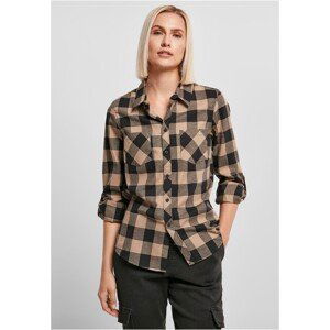 Urban Classics Ladies Turnup Checked Flanell Shirt black/softtaupe