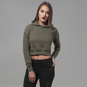 Urban Classics Ladies Short Slub Terry Hoody olive