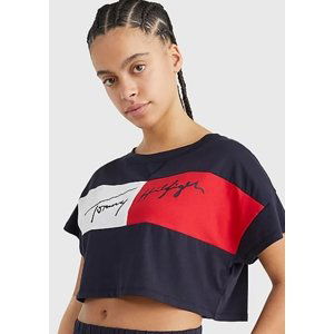 Dámský crop top Tommy Hilfiger UW0UW03467 M Tm. modrá