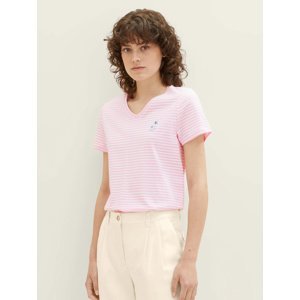 Dámské tričko  Tom Tailor  růžovo-bílé - S
